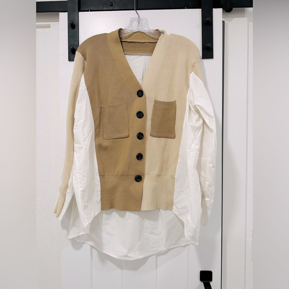 Neutral patch work SHEIN top.